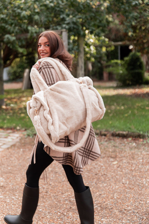 CALIN Beige - Cabas Fausse Fourrure