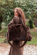 CALIN Chocolat - Cabas Fausse Fourrure