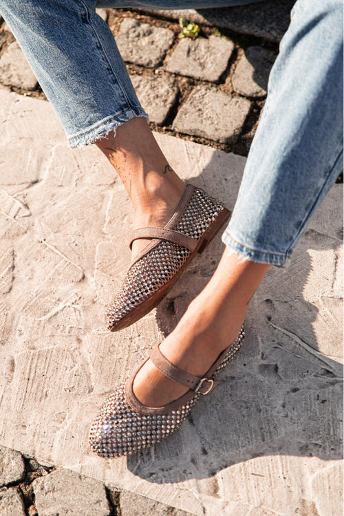 CÉLINA Taupe - Ballerines Sequins