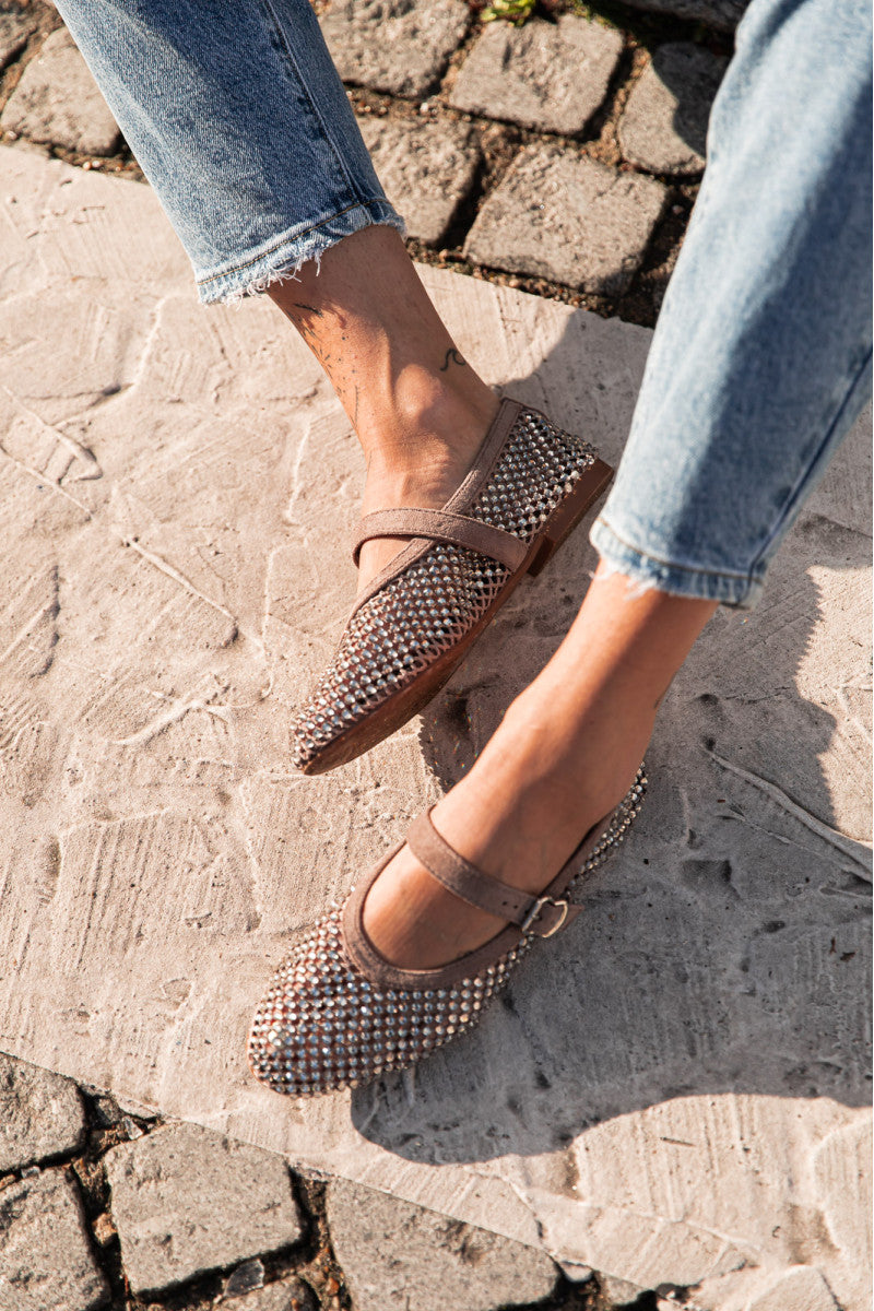 CÉLINA Taupe - Ballerines Sequins