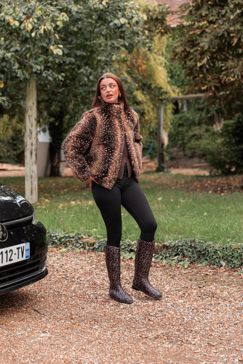 DUSTY Chocolat - Veste Fausse Fourrure