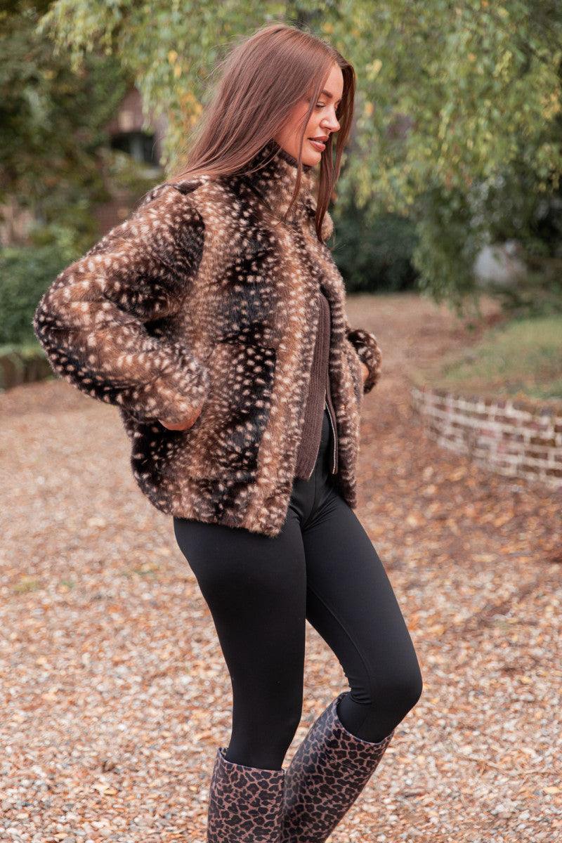 DUSTY Chocolat - Veste Fausse Fourrure