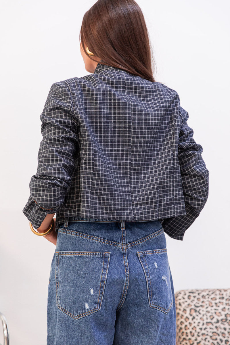 ÉLIA Bleu - Blazer Asymétrique