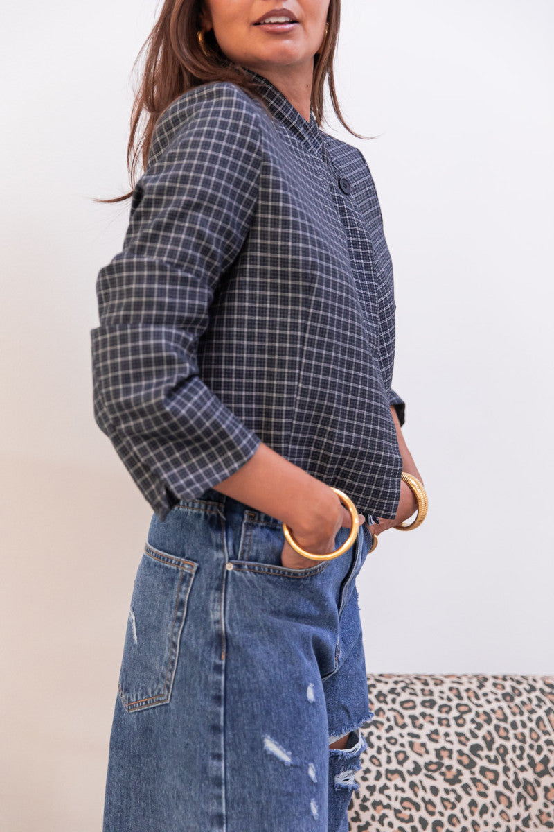 ÉLIA Bleu - Blazer Asymétrique