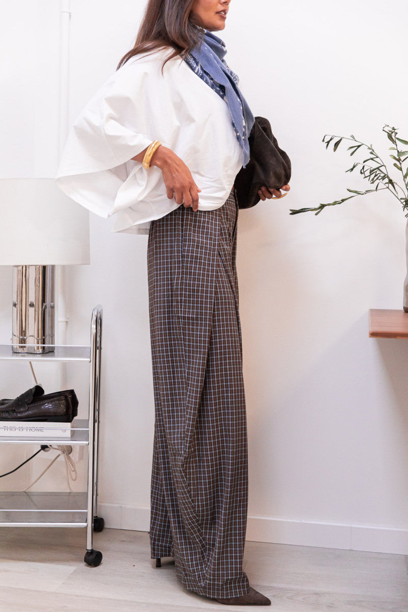 ENZA Chocolat - Pantalon À Carreaux