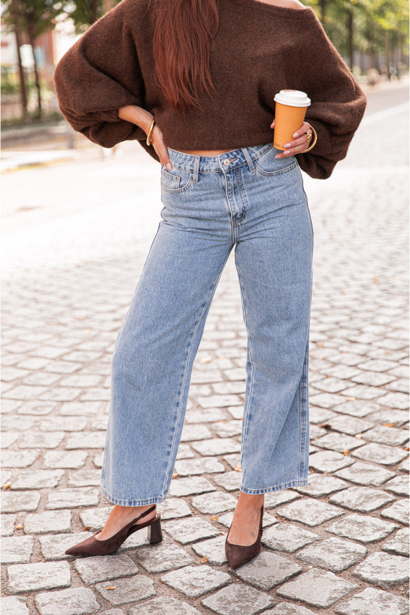 GIOVANI Bleu Clair - Jean Wide Leg