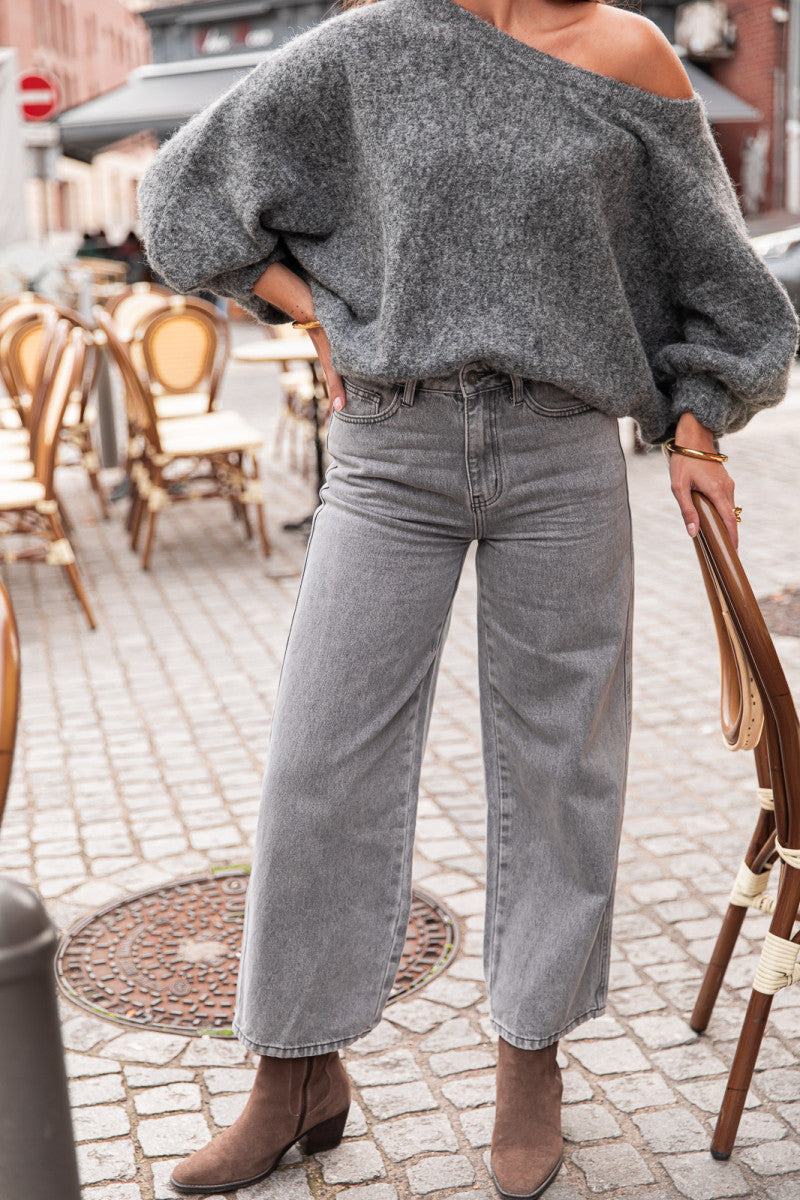 GIOVANI Gris - Jean Wide Leg