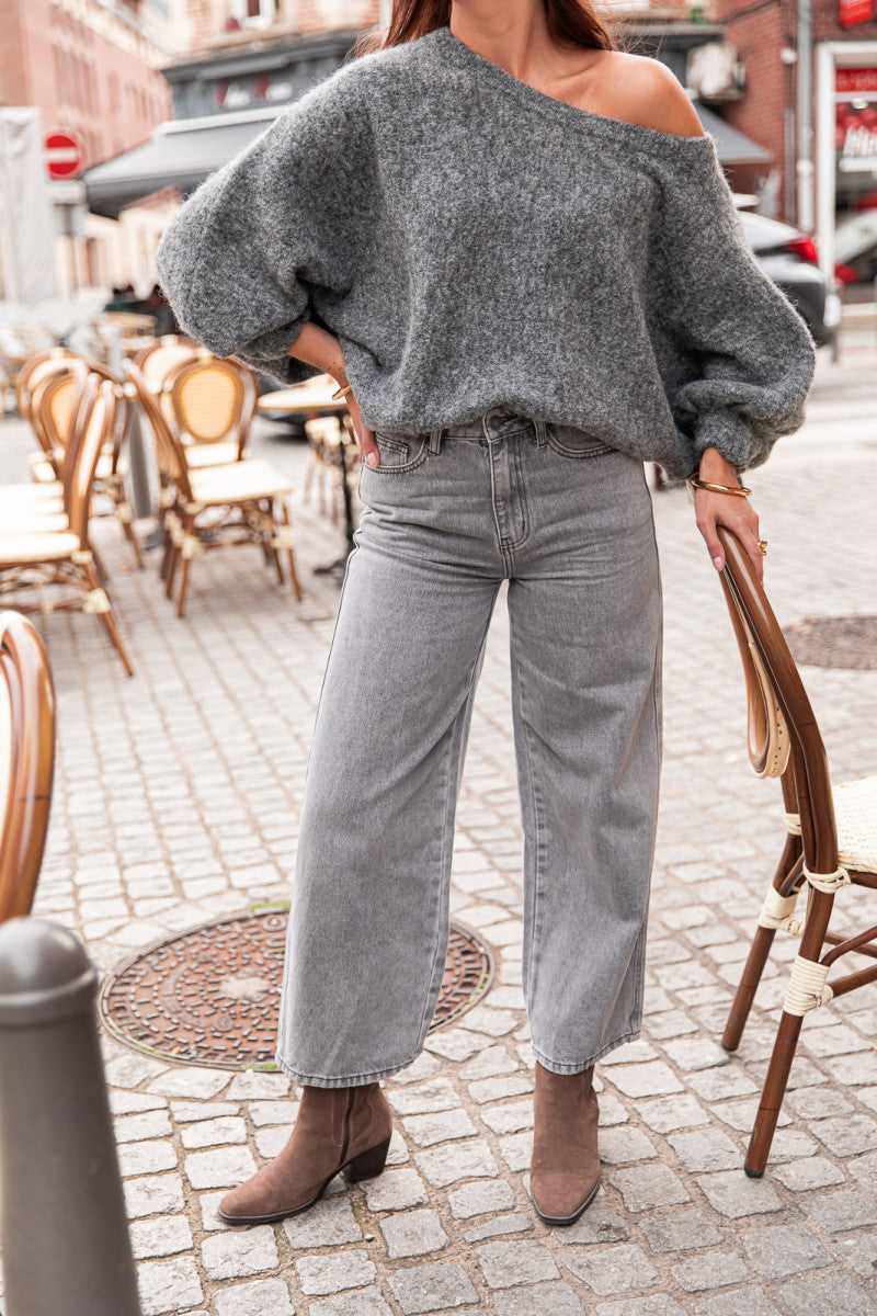 GIOVANI Gris - Jean Wide Leg