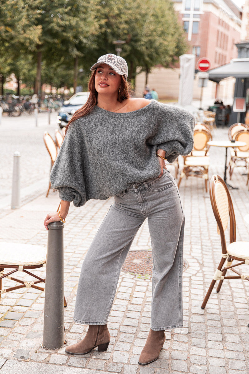 GIOVANI Gris - Jean Wide Leg