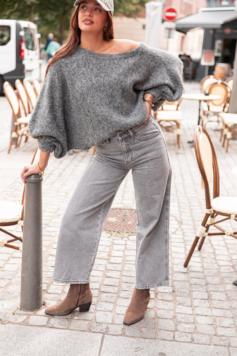 GIOVANI Gris - Jean Wide Leg