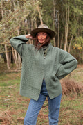 HEÏDI Vert Sauge - Gilet Torsadé