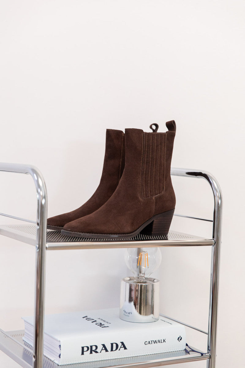 LÉNAH Chocolat - Bottines Daim Véritable