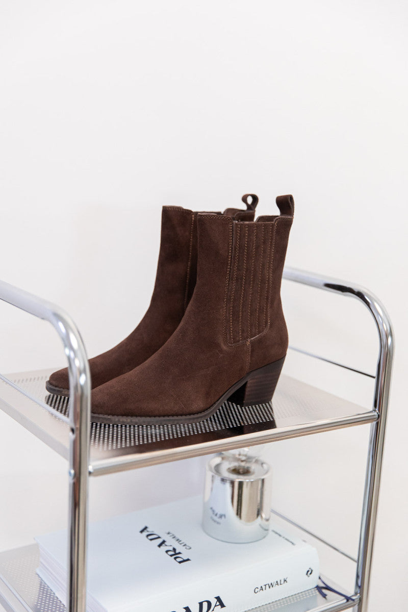 LÉNAH Chocolat - Bottines Daim Véritable
