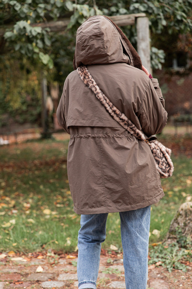 MINI CALIN Léopard Clair - Sac Fausse Fourrure