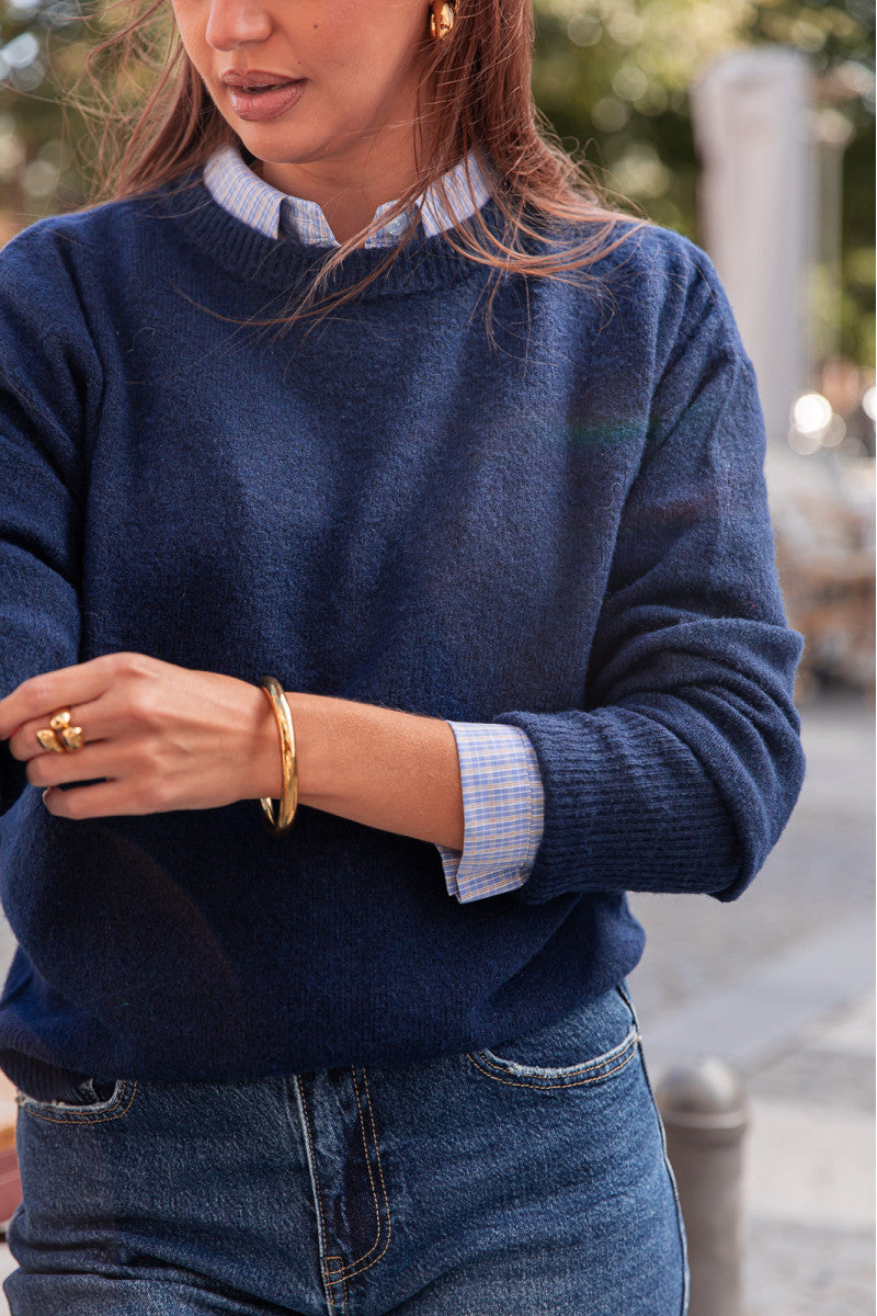 MOELLEUX Bleu Marine - Pull Doux
