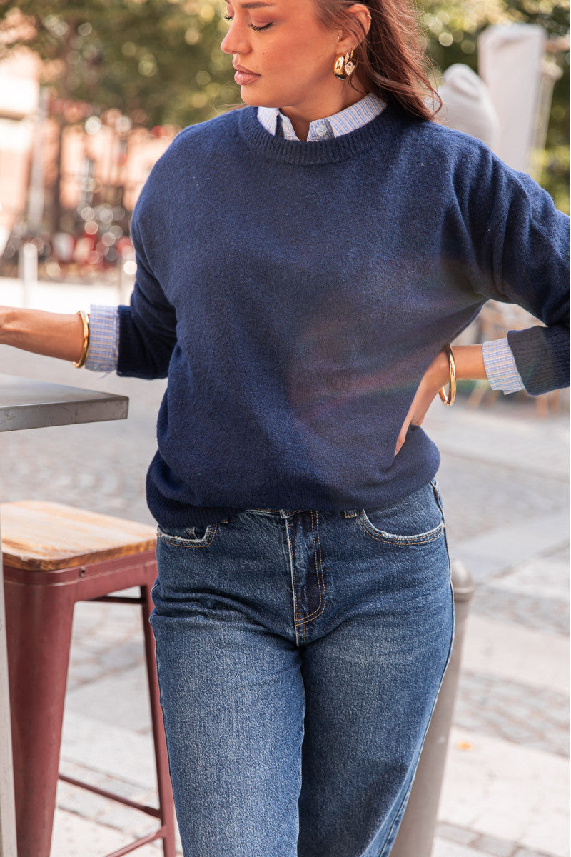 MOELLEUX Bleu Marine - Pull Doux