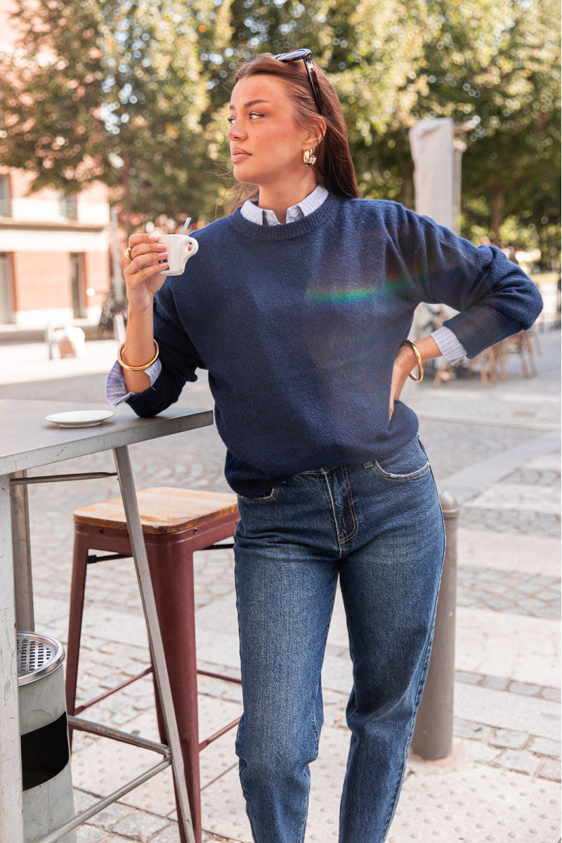 MOELLEUX Bleu Marine - Pull Doux