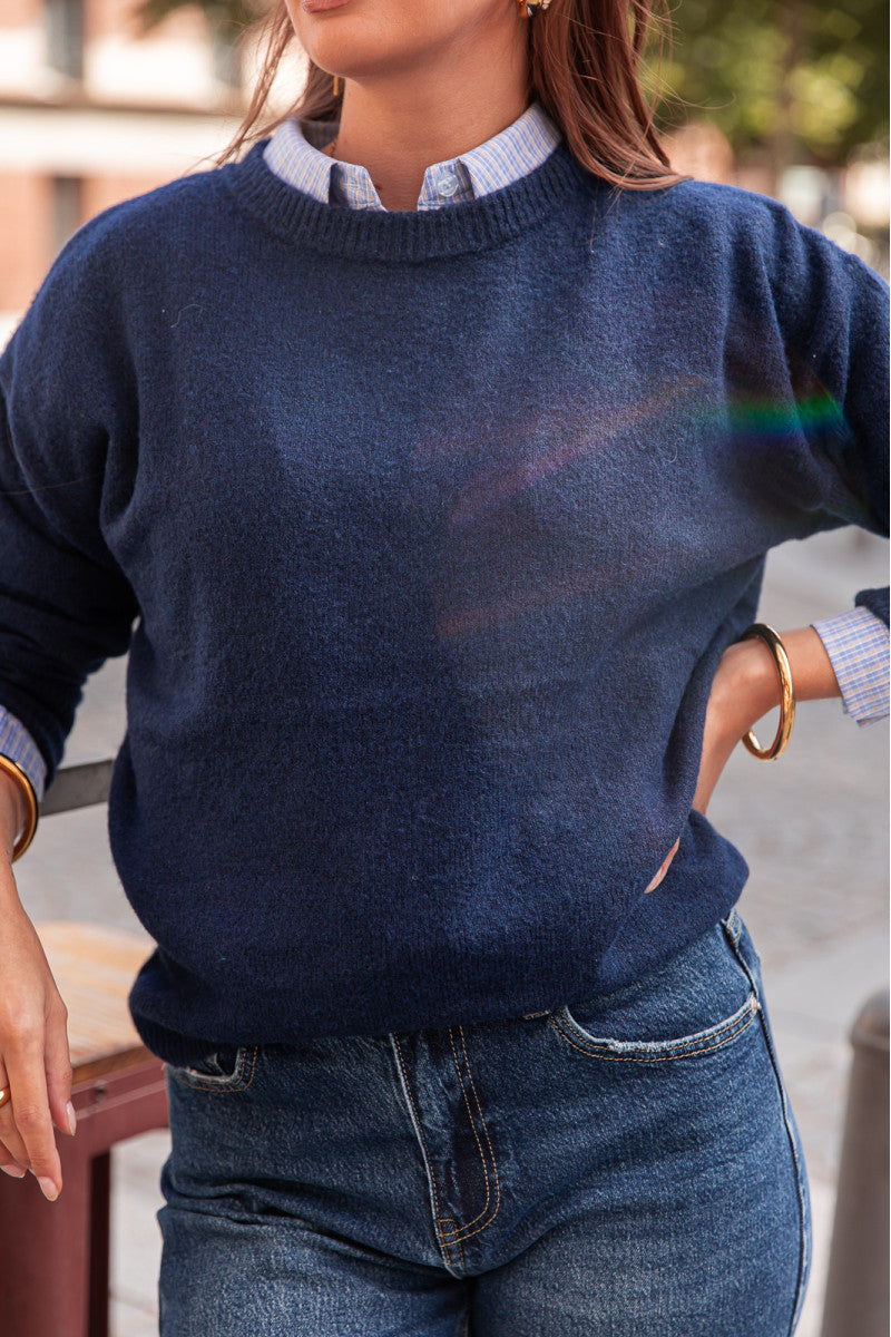 MOELLEUX Bleu Marine - Pull Doux