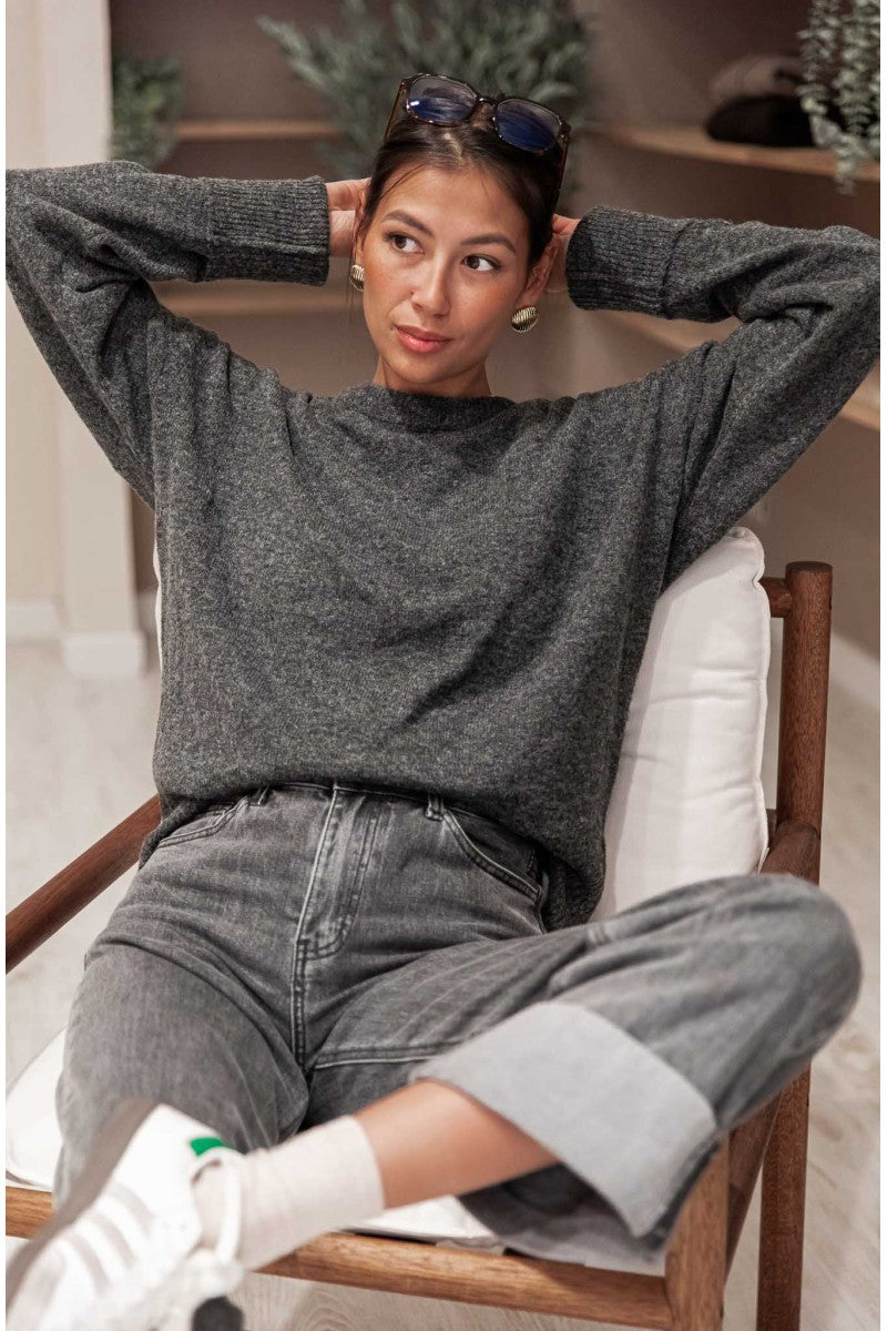 MOELLEUX Gris Anthracite - Pull Doux