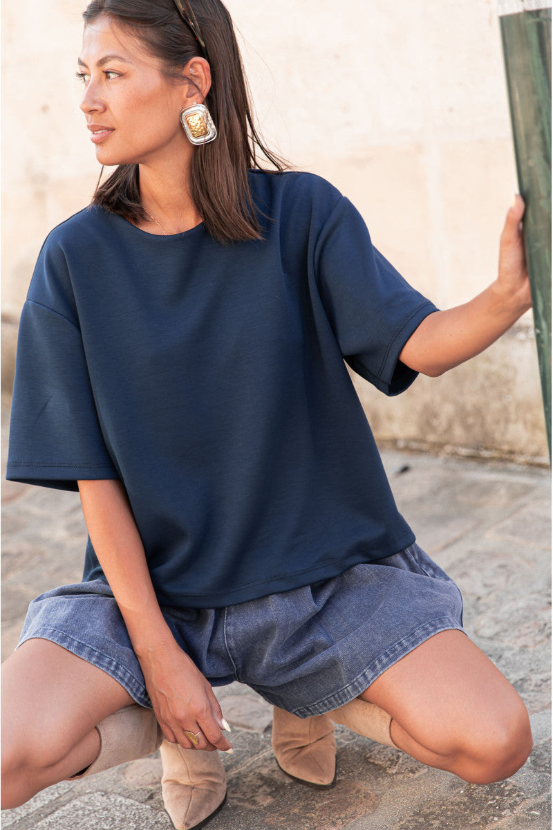 PETER Bleu Marine - Le T-Shirt Parfait