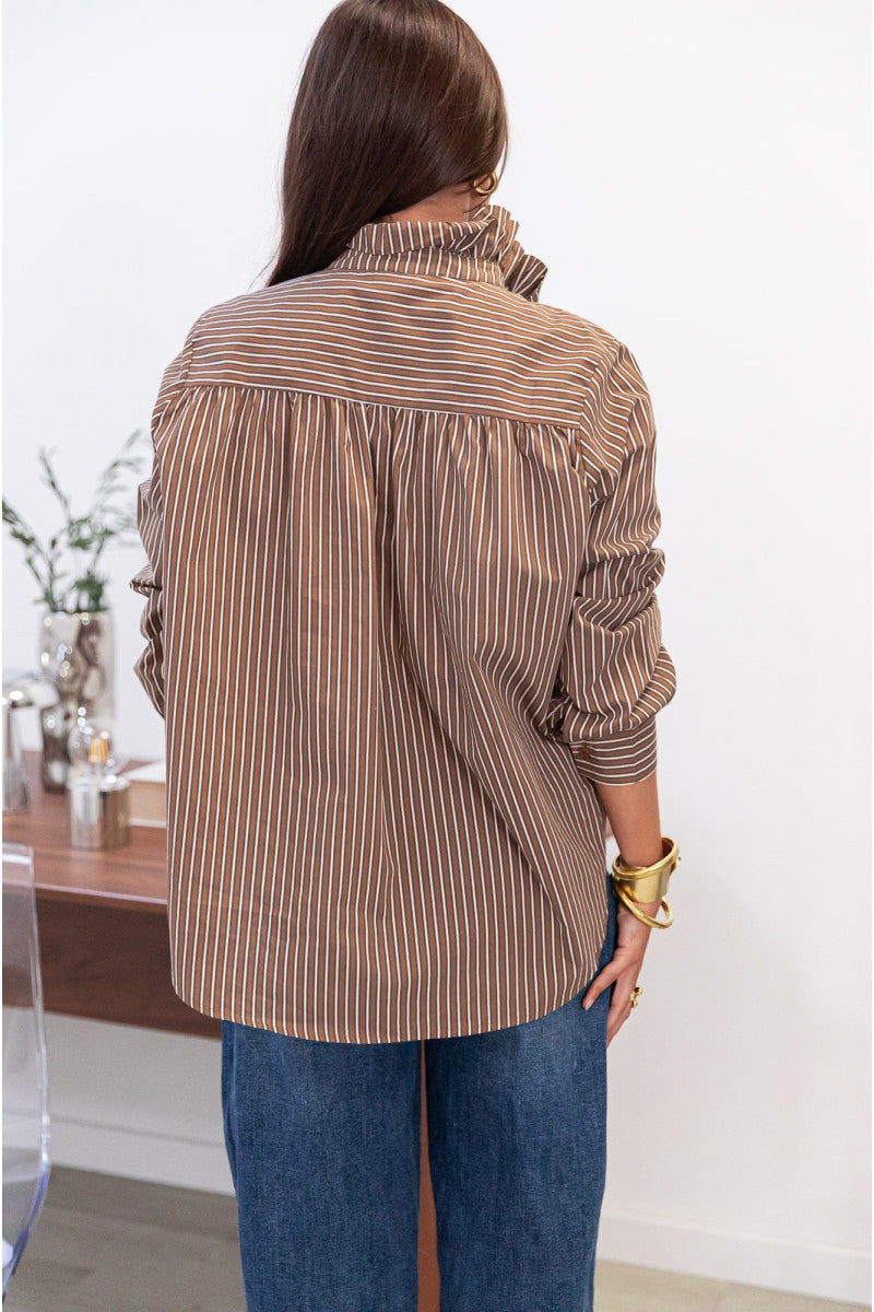 PLUME Chocolat - Chemise Col Victorien