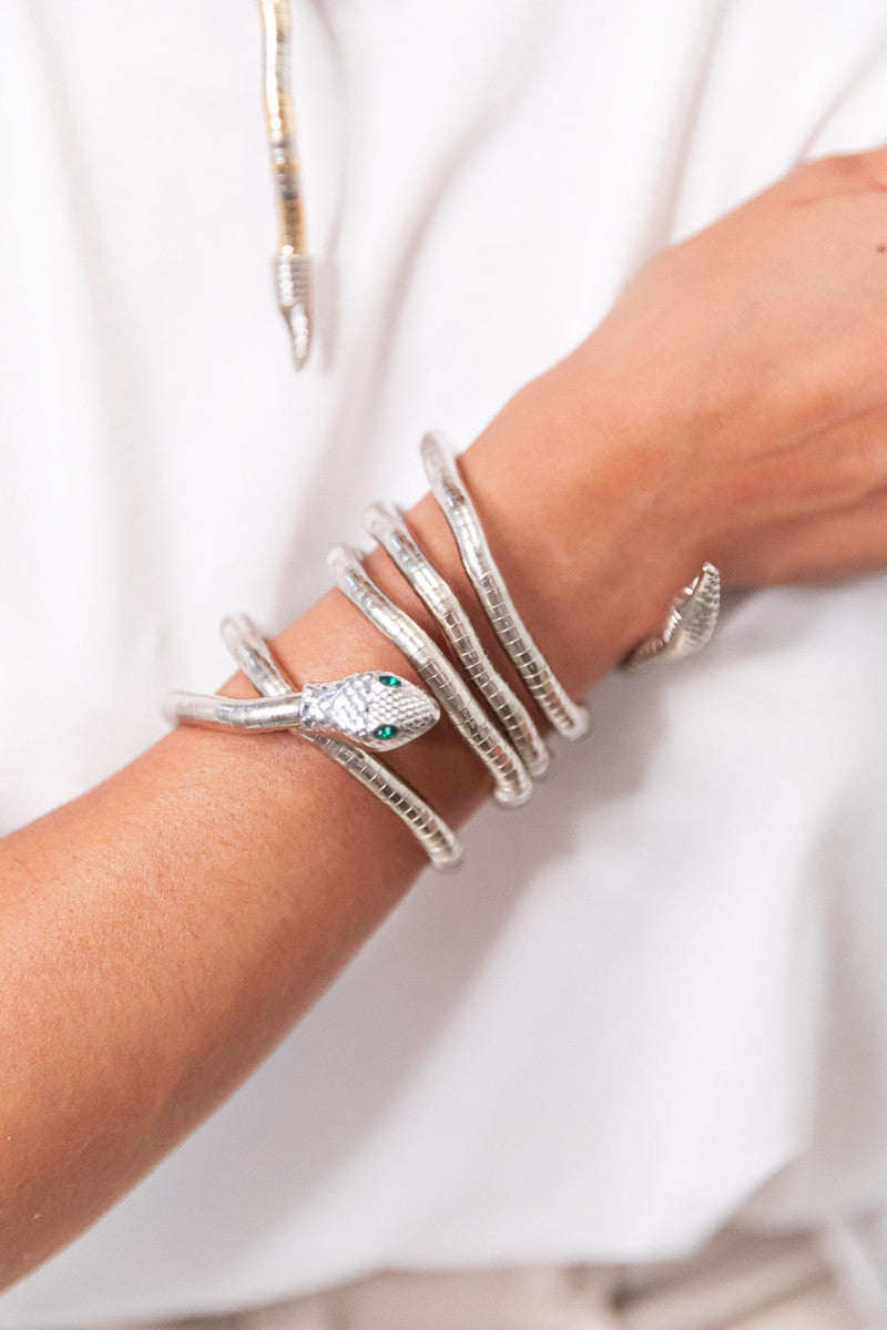 SNAKE Argenté - Collier/Bracelet Multi-Tours