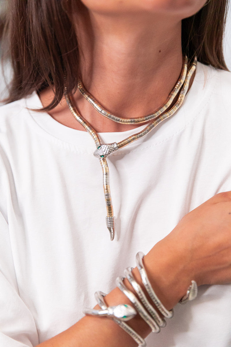 SNAKE Argenté - Collier/Bracelet Multi-Tours