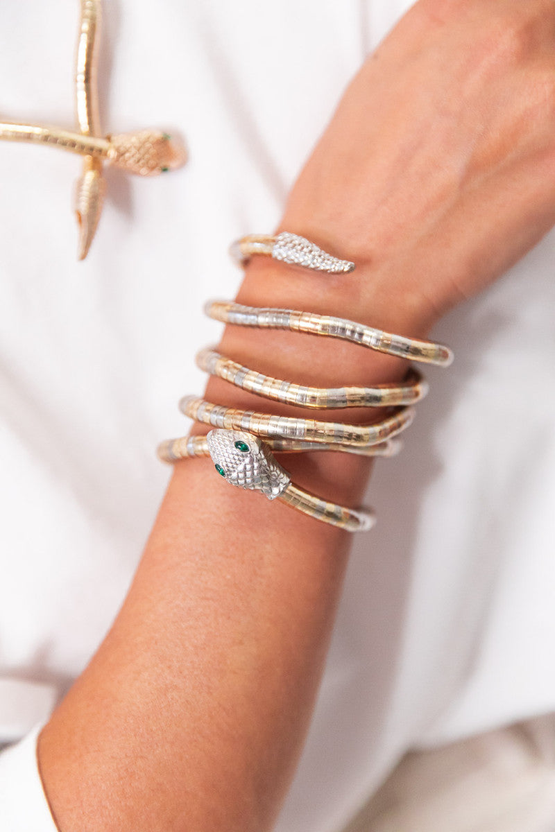 SNAKE Doré/Argenté - Collier/Bracelet Multi-Tours