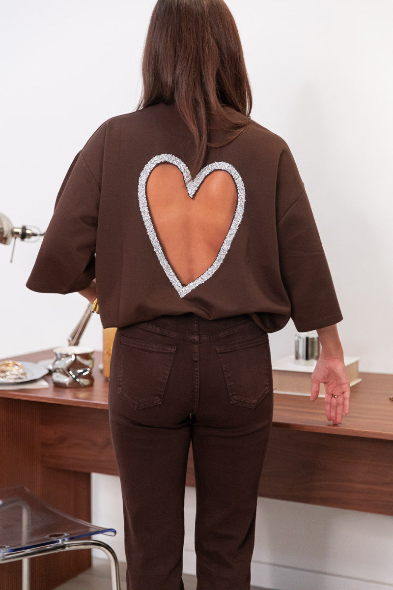 SOLÈNE Chocolat - T-Shirt strass