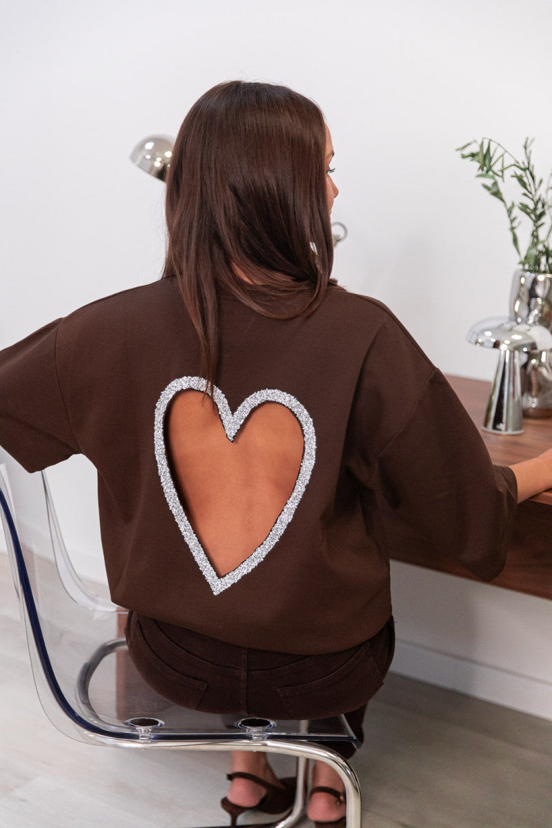 SOLÈNE Chocolat - T-Shirt strass