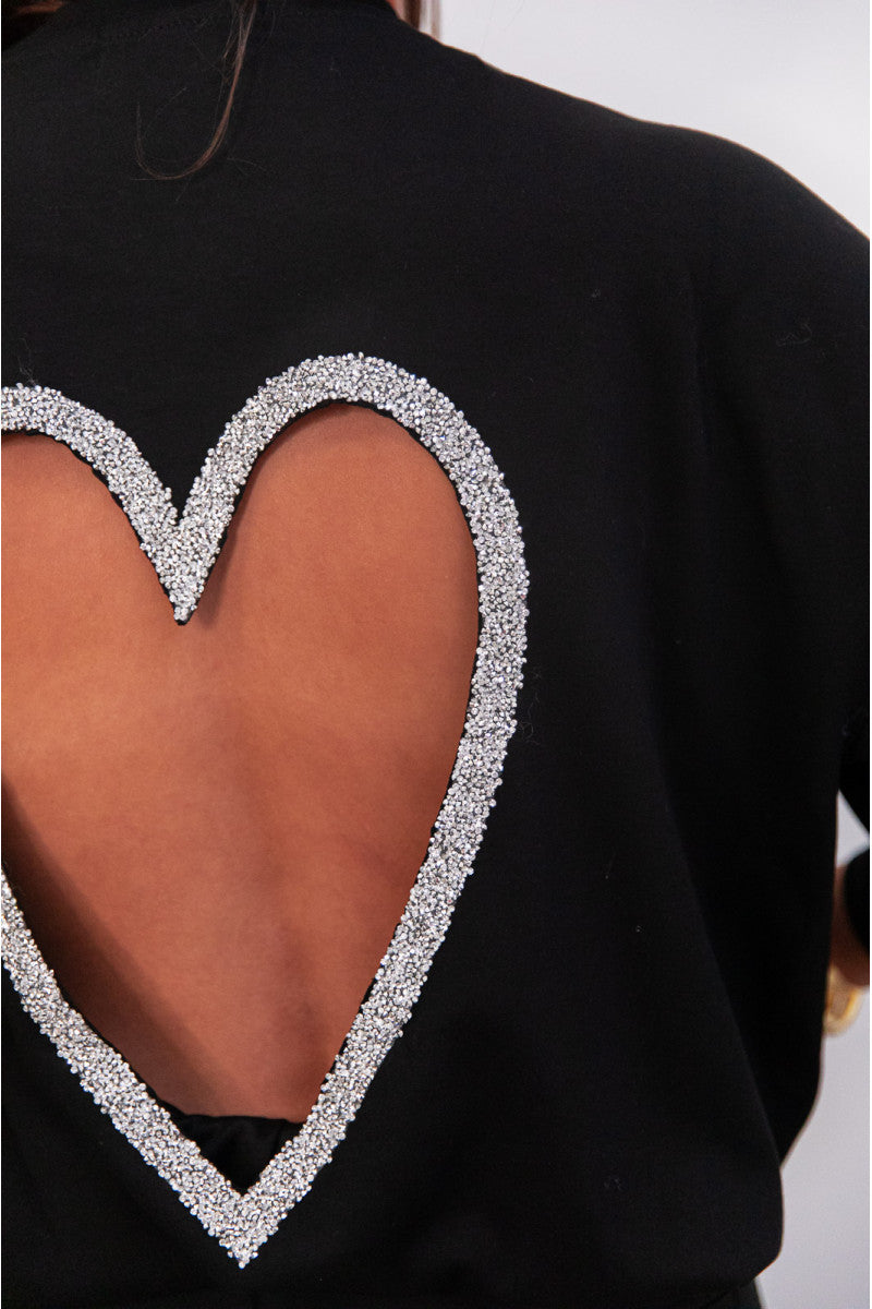 SOLÈNE Noir - T-Shirt strass