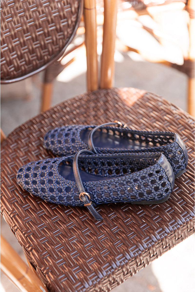 TITOUAN Bleu Marine - Ballerines Ajourées
